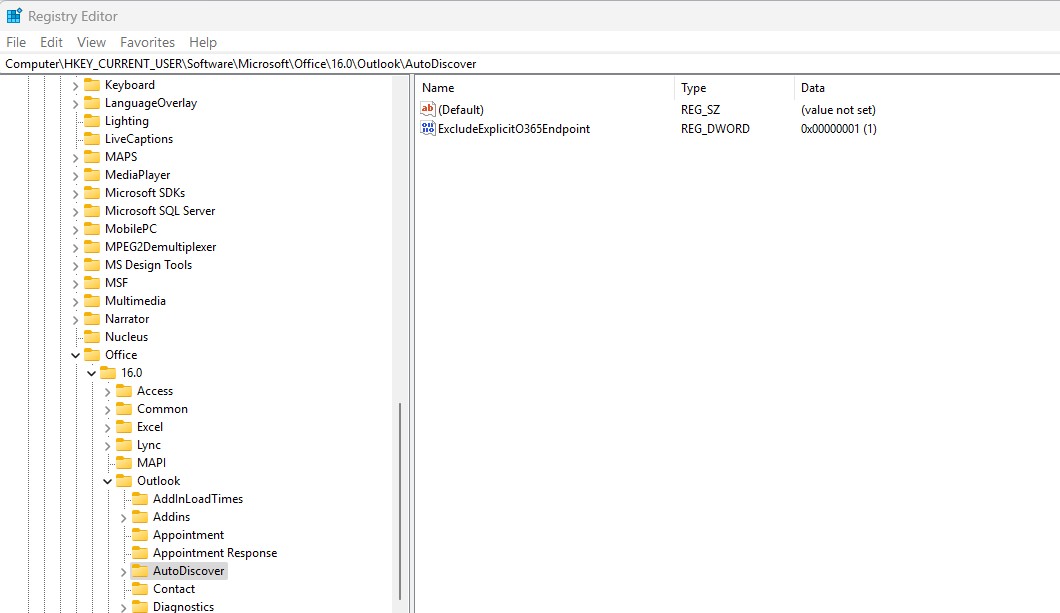 ExcludeExplicitO365Endpoint Registry Entry Excludeexplicito365endpoint Registry Entry
