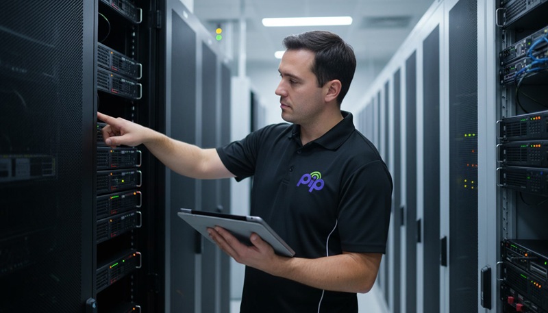 PIP technician managing application hosting infrastructure at PIP's Sydney Datacentre