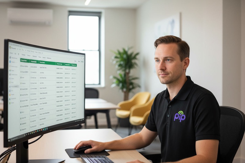 PIP technician reviewing Microsoft licence inventory
