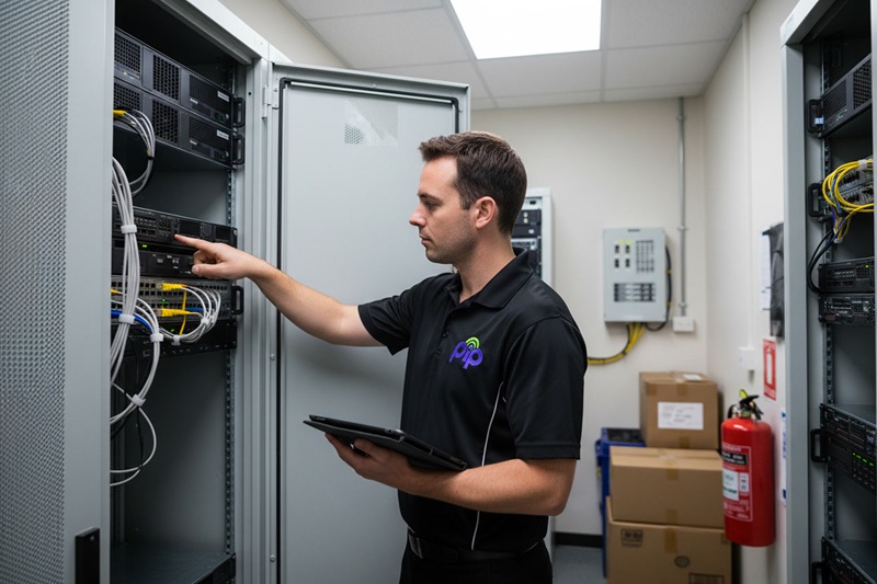PIP engineer auditing a client's server during managed IT onboarding