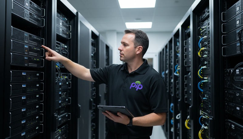 PIP technician managing cloud storage infrastructure at PIP's Sydney Datacentre