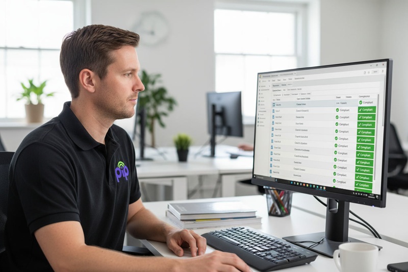 PIP technician reviewing Microsoft Intune device management console for Windows 365