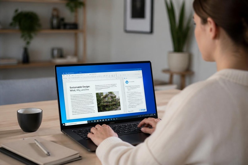 Staff member accessing a full Windows desktop via Windows 365 on a laptop