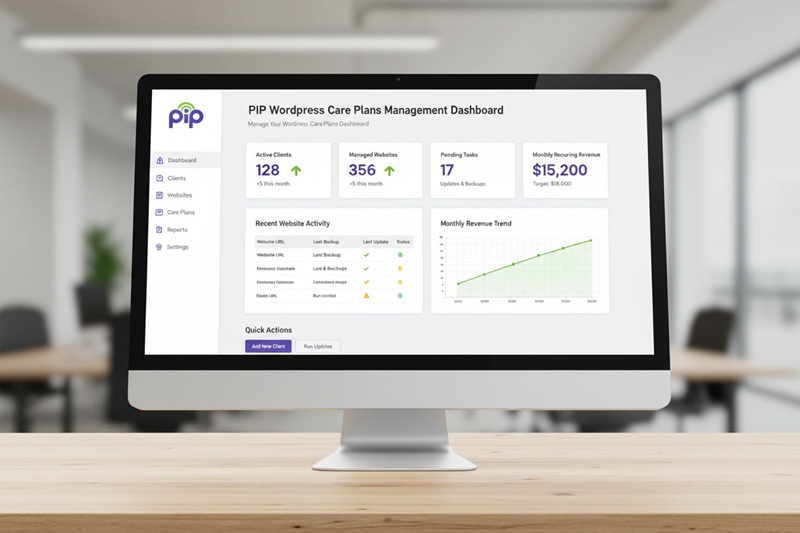 PIP WordPress care plans management dashboard